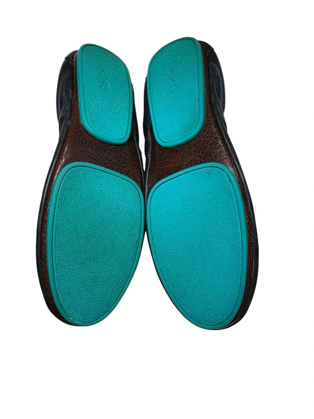 Tieks Black Leather Ballet Flats with Teal Trim Size 9 - Picture 6 of 7